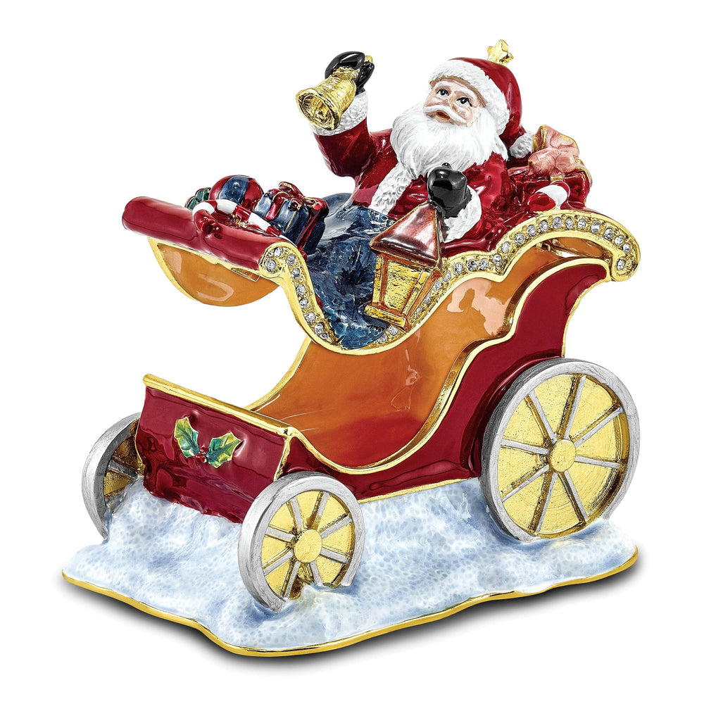 Lovely Rita's Pendants & Charms Bejewel Pewter Multi Color Finish CRUISIN' SANTA in Sleigh Trinket Box