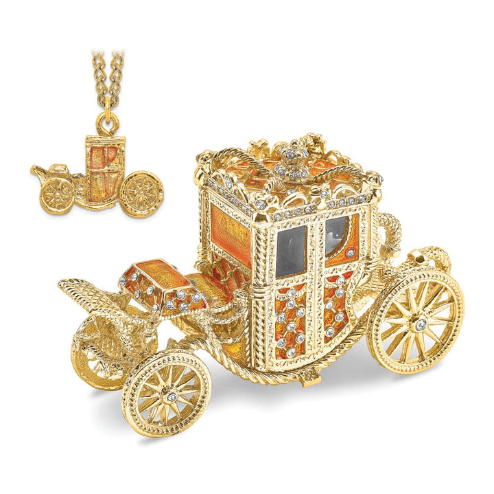 Lovely Rita's Pendants & Charms Bejewel Pewter Multi Color Finish IMPERIAL Golden Carriage Trinket Box
