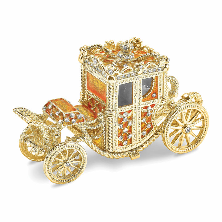 Lovely Rita's Pendants & Charms Bejewel Pewter Multi Color Finish IMPERIAL Golden Carriage Trinket Box