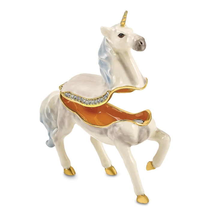 Luxury Giftware by Jere Pendants & Charms Bejewel Pewter Multi Color Finish SUNNY Enchanted Unicorn Trinket Box