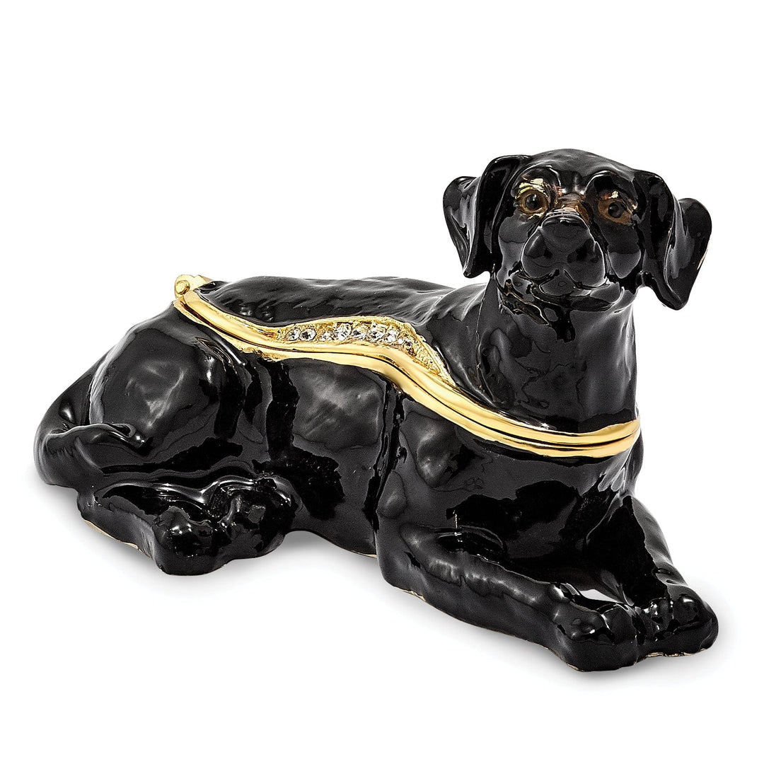 Luxury Giftware by Jere Pendants & Charms Bejeweled Black Color Finish KOOP Black Labrador Retriever Trinket Box
