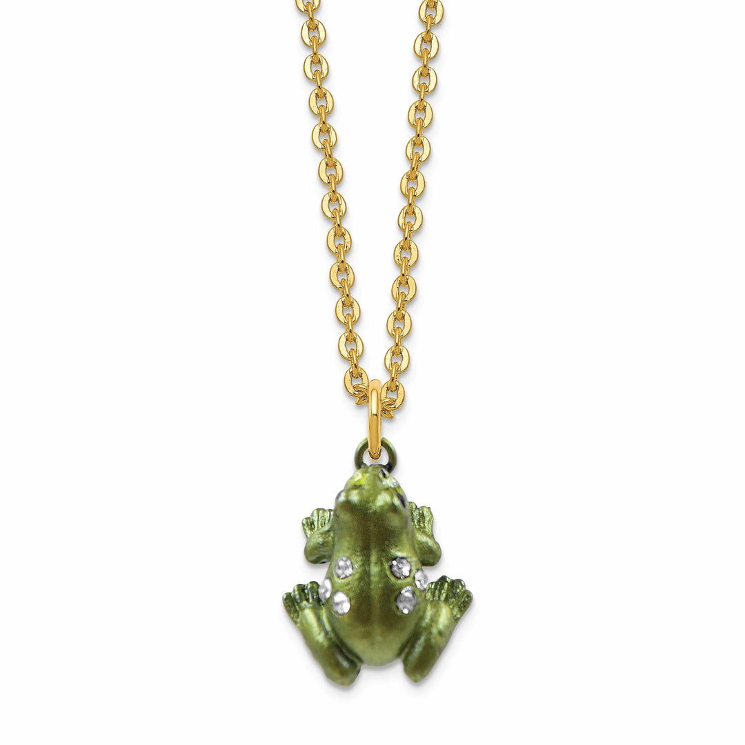 Luxury Giftware by Jere Pendants & Charms Bejeweled Green Black Silver Tone Color HOPPER Green Frog Trinket Box