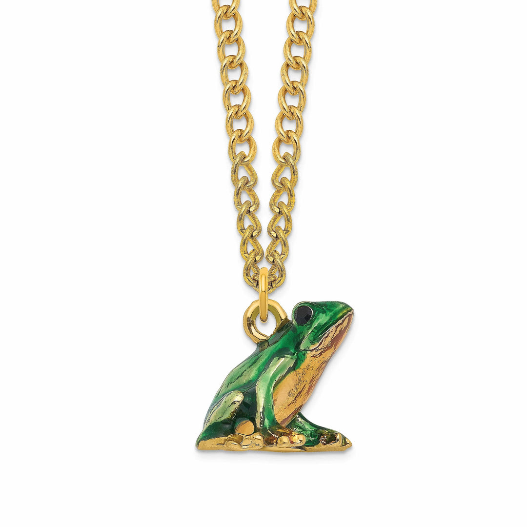 Luxury Giftware by Jere Pendants & Charms Bejeweled Green Silver Color Finish LILLY Frog on Lily Pad Trinket Box