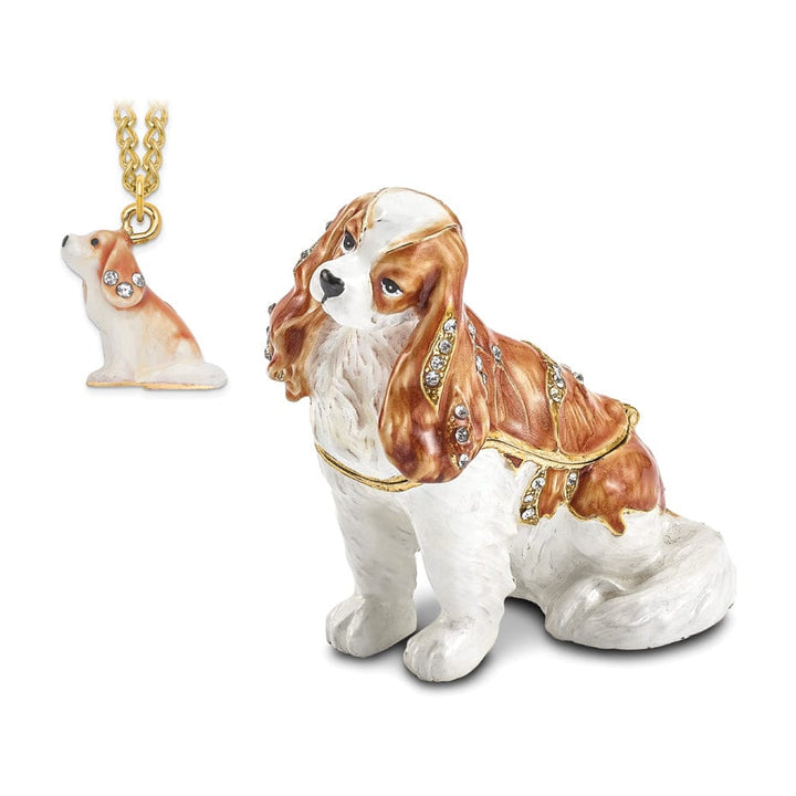 Luxury Giftware by Jere Pendants & Charms Bejeweled HENRIETTA Maria Cavalier King Charles Spaniel Trinket Box