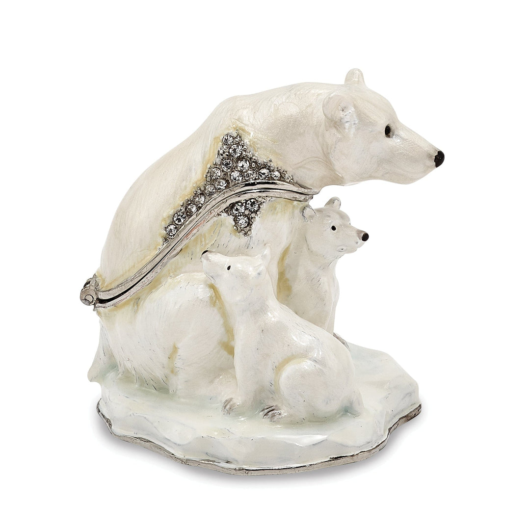 Luxury Giftware by Jere Pendants & Charms Bejeweled MAMA BEAR With AVA & ASHER Polar Bears Trinket Box
