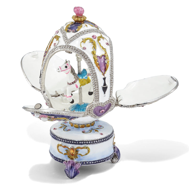 Lovely Rita's Pendants & Charms Bejeweled MERRY-GO-ROUND Carousel (It's A Small World) Musicial Egg