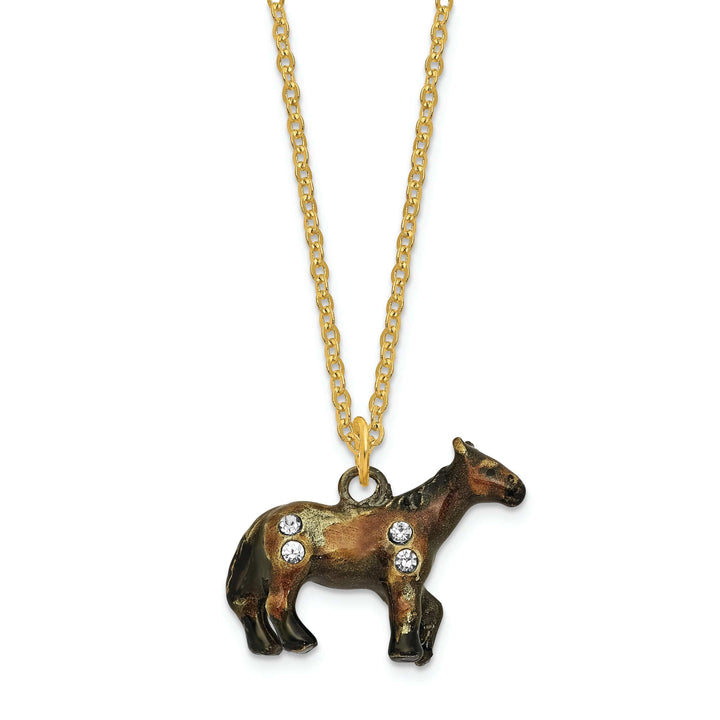 Luxury Giftware by Jere Pendants & Charms Bejeweled Multi Color Enamel Finish SPENCER Dark Bay Horse Trinket Box
