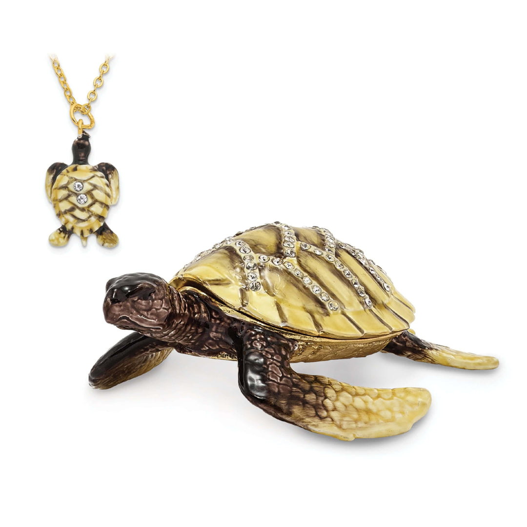 Luxury Giftware by Jere Pendants & Charms Bejeweled Multi Color Enamel Finish YELLOW SUN Sea Turtle Trinket Box