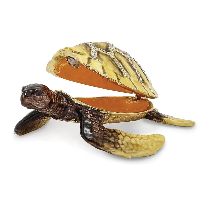 Luxury Giftware by Jere Pendants & Charms Bejeweled Multi Color Enamel Finish YELLOW SUN Sea Turtle Trinket Box