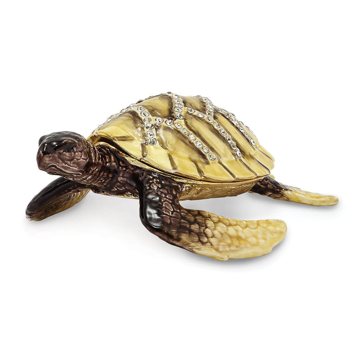 Luxury Giftware by Jere Pendants & Charms Bejeweled Multi Color Enamel Finish YELLOW SUN Sea Turtle Trinket Box