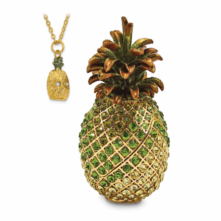 Lovely Rita's Pendants & Charms Bejeweled Multi Color Finish ALL WELCOME Crystal Pineapple Trinket Box