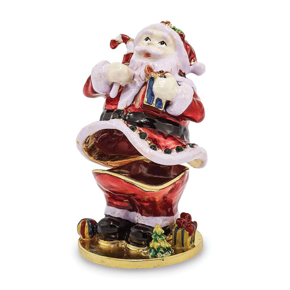 Lovely Rita's Pendants & Charms Bejeweled Multi Color Finish CHRISTMAS CALLER Santa Claus Trinket Box