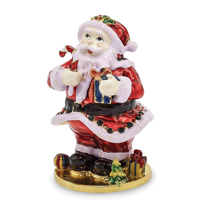 Lovely Rita's Pendants & Charms Bejeweled Multi Color Finish CHRISTMAS CALLER Santa Claus Trinket Box