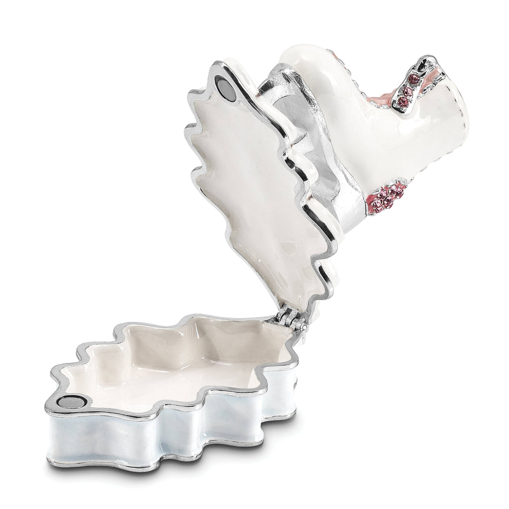 Lovely Rita's Pendants & Charms Bejeweled Multi Color Finish GLIDER Pink White Ice Skate Trinket Box
