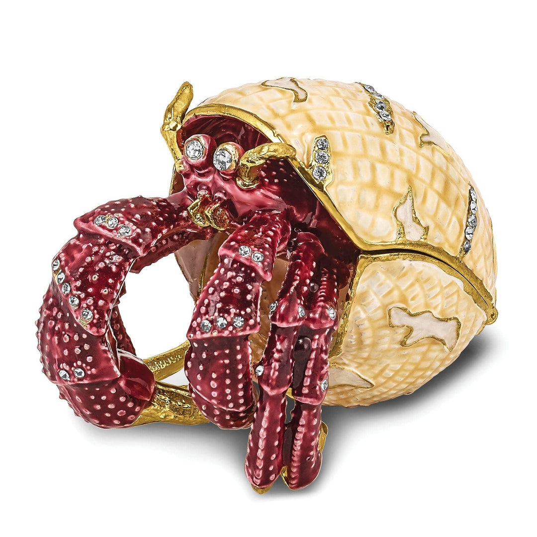 Luxury Giftware by Jere Pendants & Charms Bejeweled Multi Color Finish HERMAN Red Leg Hermit Crab Trinket Box