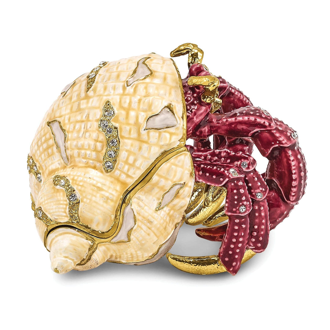 Luxury Giftware by Jere Pendants & Charms Bejeweled Multi Color Finish HERMAN Red Leg Hermit Crab Trinket Box