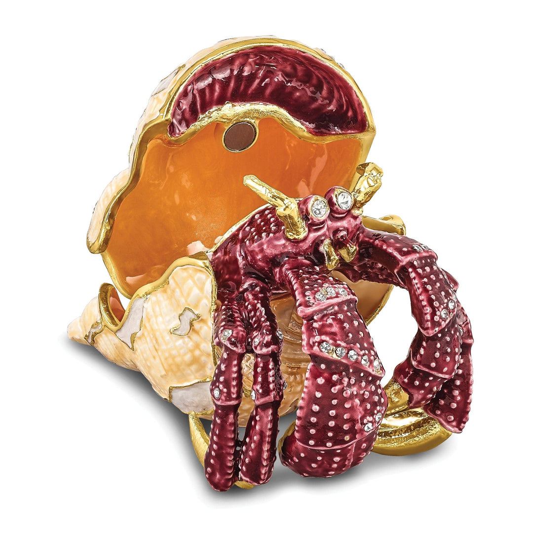 Luxury Giftware by Jere Pendants & Charms Bejeweled Multi Color Finish HERMAN Red Leg Hermit Crab Trinket Box