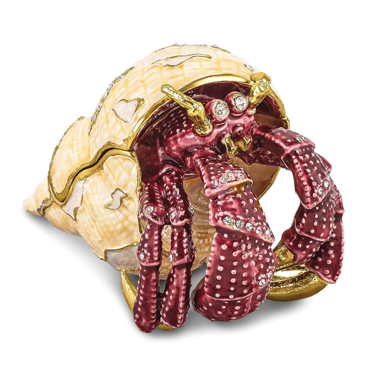 Luxury Giftware by Jere Pendants & Charms Bejeweled Multi Color Finish HERMAN Red Leg Hermit Crab Trinket Box
