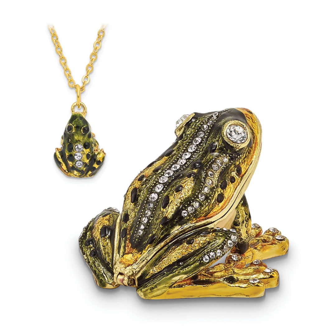 Luxury Giftware by Jere Pendants & Charms Bejeweled Multi Color Finish JUMPIN' FROG FLASH Green Frog Trinket Box