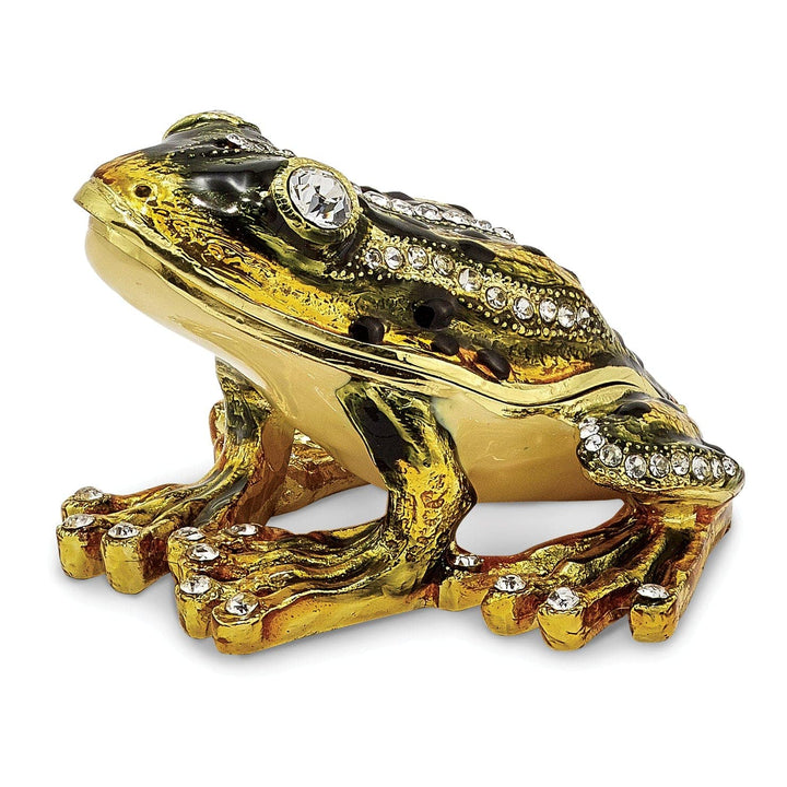 Luxury Giftware by Jere Pendants & Charms Bejeweled Multi Color Finish JUMPIN' FROG FLASH Green Frog Trinket Box