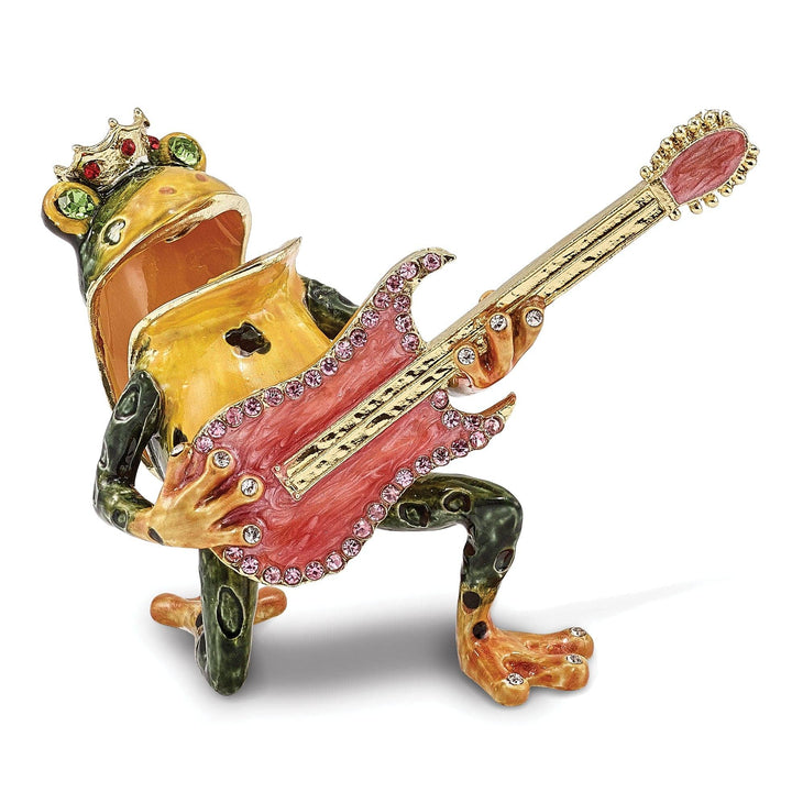 Luxury Giftware by Jere Pendants & Charms Bejeweled Multi Color Finish KEITH Rocks Musician Frog Trinket Box