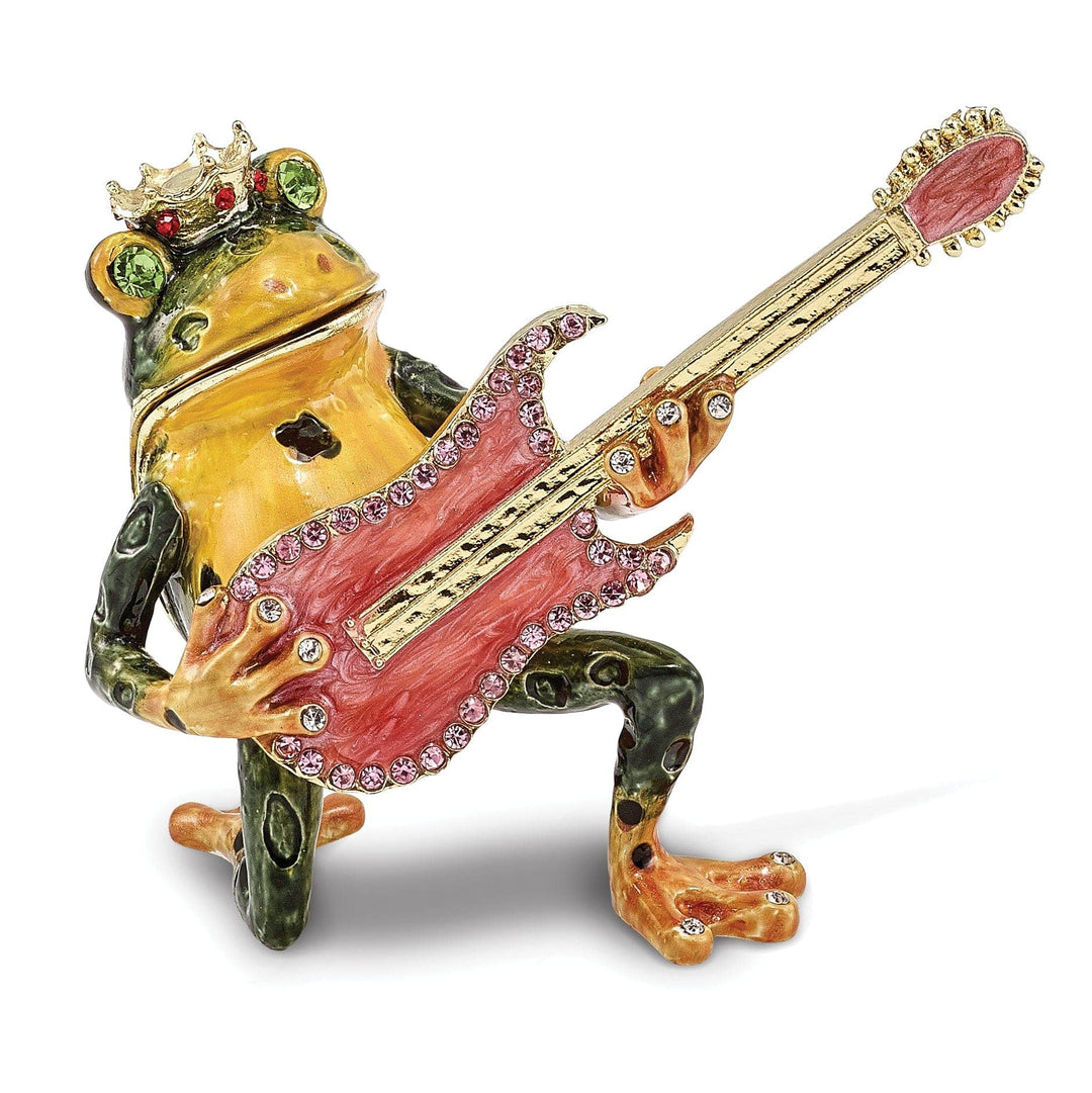 Luxury Giftware by Jere Pendants & Charms Bejeweled Multi Color Finish KEITH Rocks Musician Frog Trinket Box