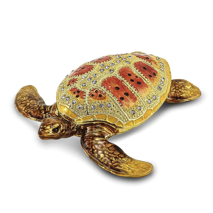 Luxury Giftware by Jere Pendants & Charms Bejeweled Multi Color PALM BEACH Loggerhead Sea Turtle Trinket Box
