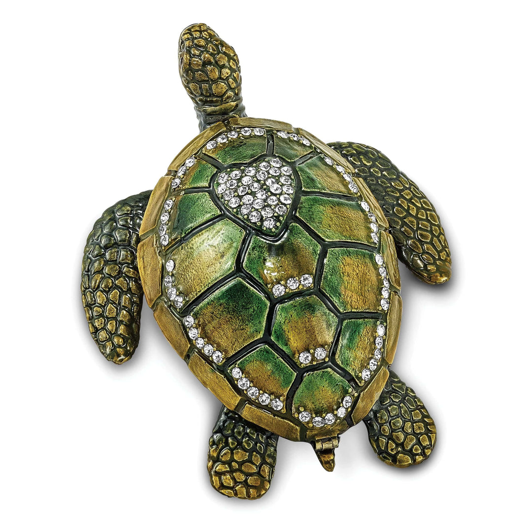 Luxury Giftware by Jere Pendants & Charms Bejeweled Multi Color SWEETHEART Green Sea Turtle Heart Trinket Box