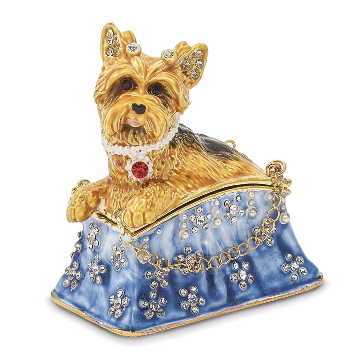 Luxury Giftware by Jere Pendants & Charms Bejeweled Multi Color TWINKLES York Shire Terrier in Tote Trinket Box