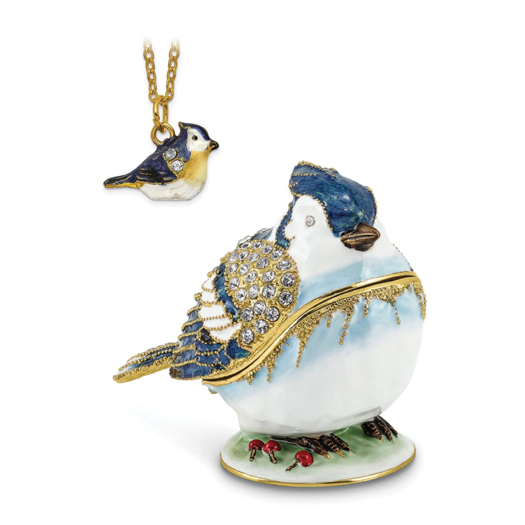 Luxury Giftware by Jere Pendants & Charms Bejeweled Pewter ADMIRAL Blue Jay Trinket Box Design