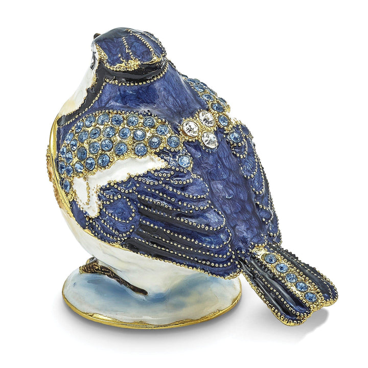 Luxury Giftware by Jere Pendants & Charms Bejeweled Pewter ADMIRAL Blue Jay Trinket Box Design