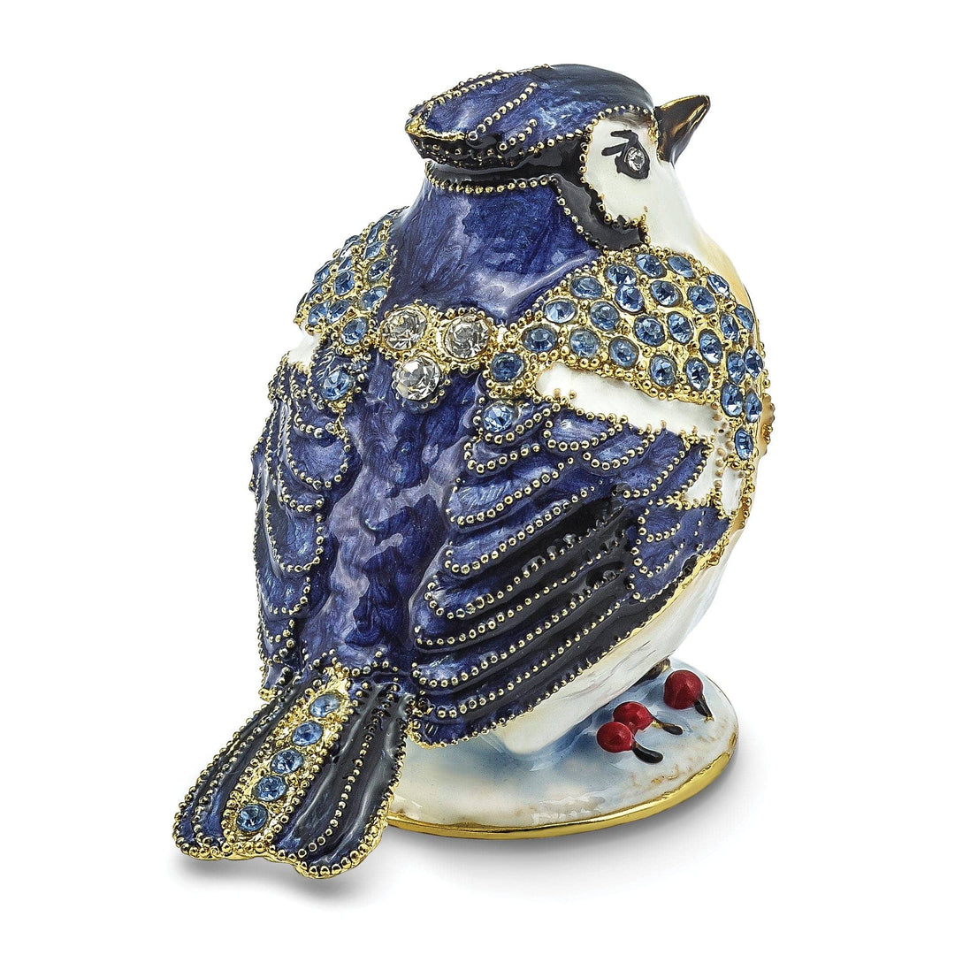 Luxury Giftware by Jere Pendants & Charms Bejeweled Pewter ADMIRAL Blue Jay Trinket Box Design