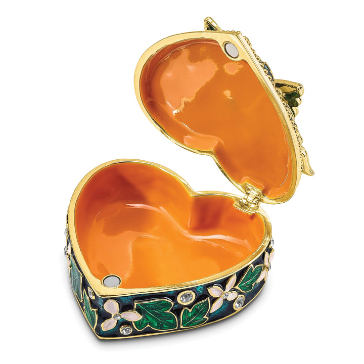 Luxury Giftware by Jere Pendants & Charms Bejeweled Pewter BLUSH Pink Butterfly on Heart Trinket Box Design