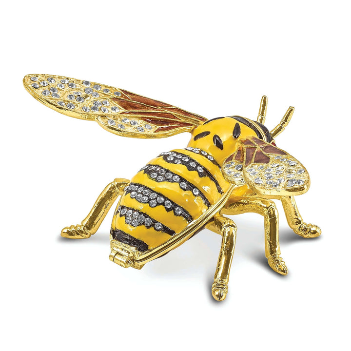 Luxury Giftware by Jere Pendants & Charms Bejeweled Pewter BUZZ Bumblebee Trinket Box Design