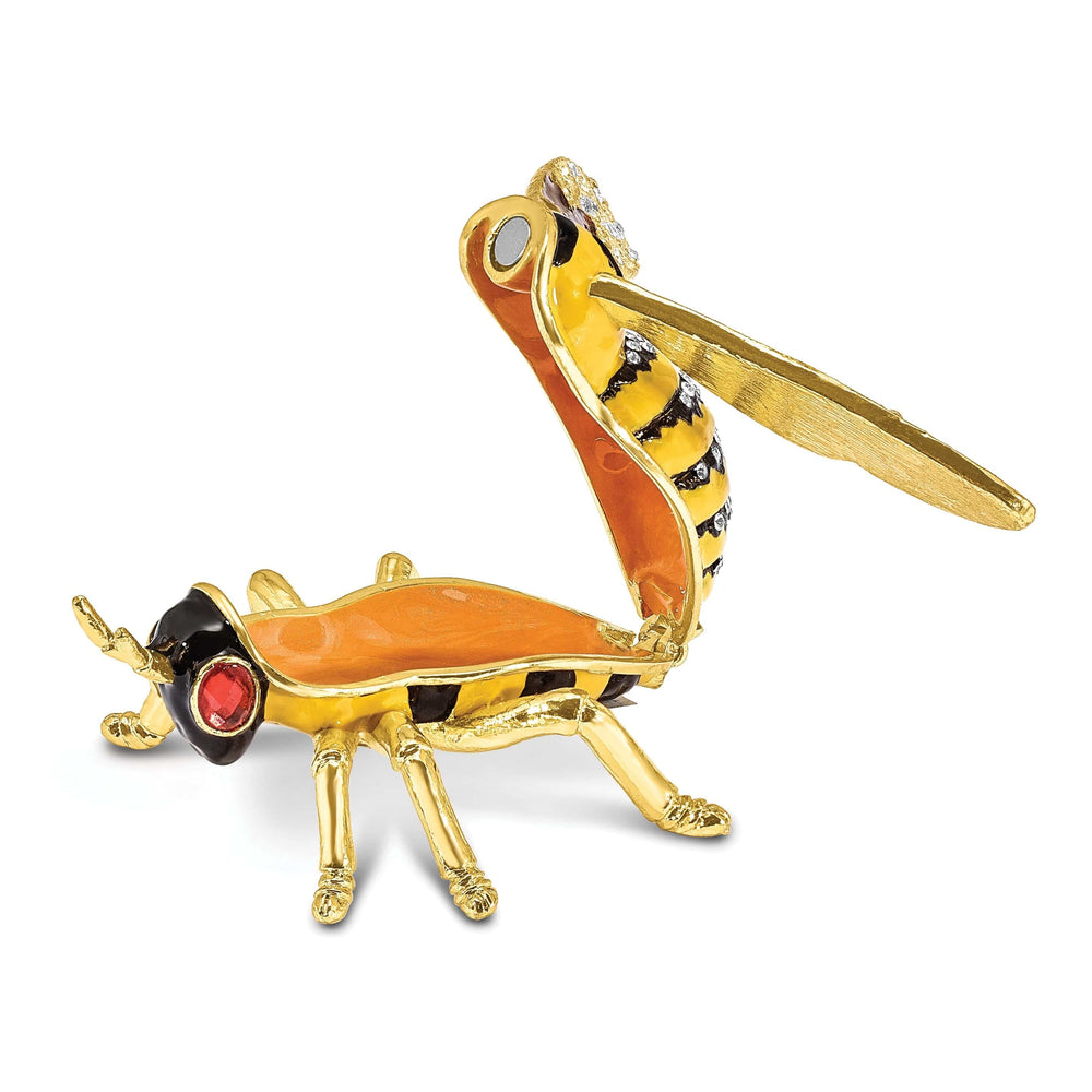 Luxury Giftware by Jere Pendants & Charms Bejeweled Pewter BUZZ Bumblebee Trinket Box Design