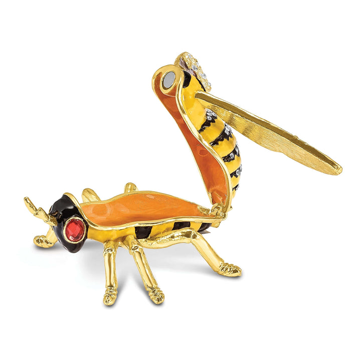Luxury Giftware by Jere Pendants & Charms Bejeweled Pewter BUZZ Bumblebee Trinket Box Design