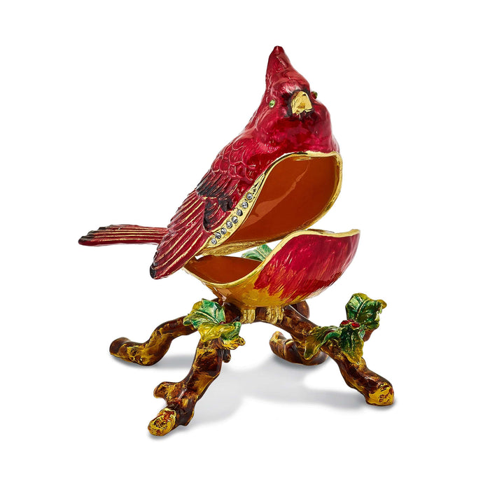 Luxury Giftware by Jere Pendants & Charms Bejeweled Pewter CHARLIE Red Cardinal Trinket Box Design