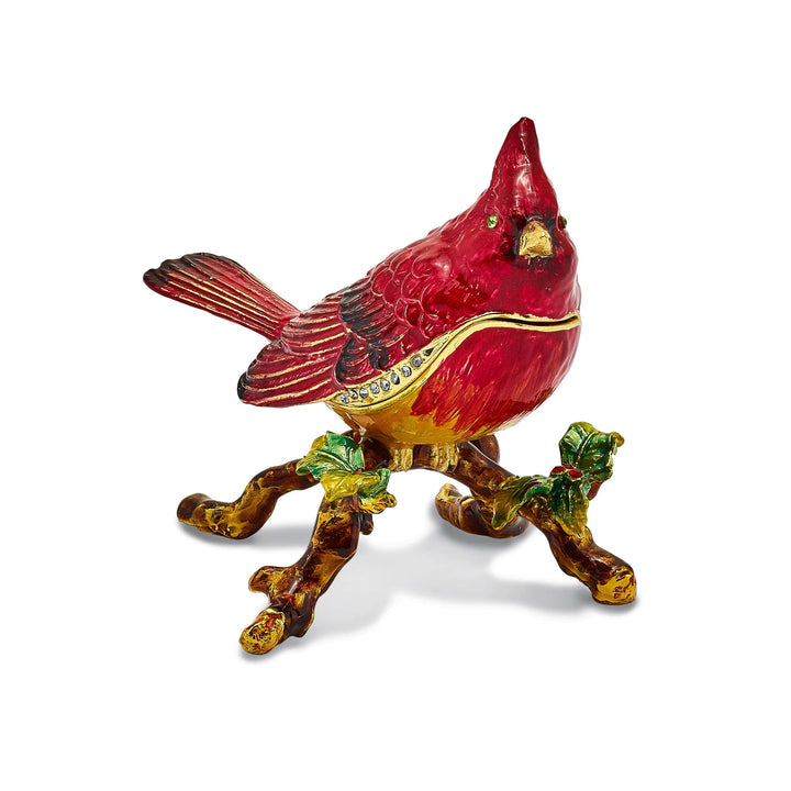 Luxury Giftware by Jere Pendants & Charms Bejeweled Pewter CHARLIE Red Cardinal Trinket Box Design