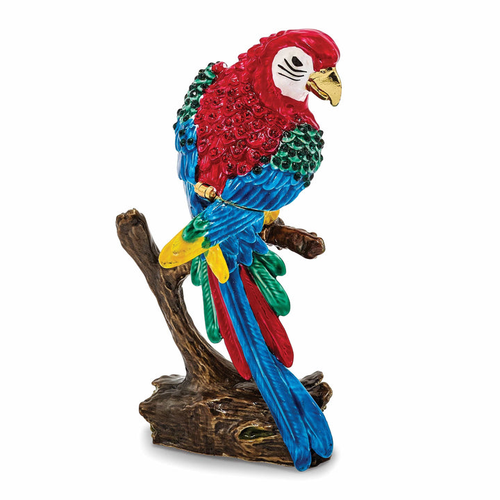 Luxury Giftware by Jere Pendants & Charms Bejeweled Pewter Color Enamel GOLD NOSE Macaw Parrot Trinket Box