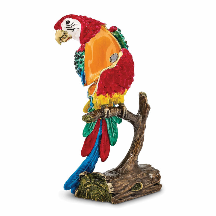 Luxury Giftware by Jere Pendants & Charms Bejeweled Pewter Color Enamel GOLD NOSE Macaw Parrot Trinket Box