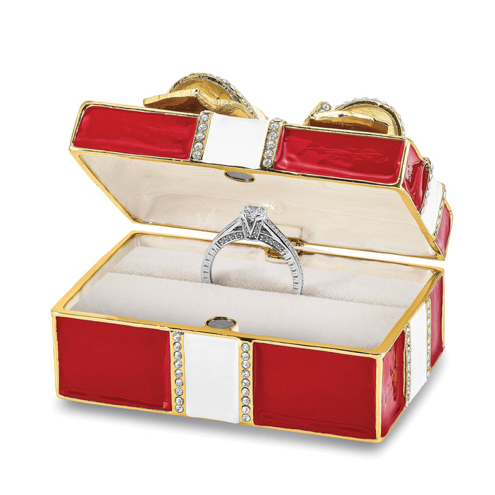 Lovely Rita's Pendants & Charms Bejeweled Pewter Color Finish DESIRE Red Gift Box Ring Pad Trinket Box