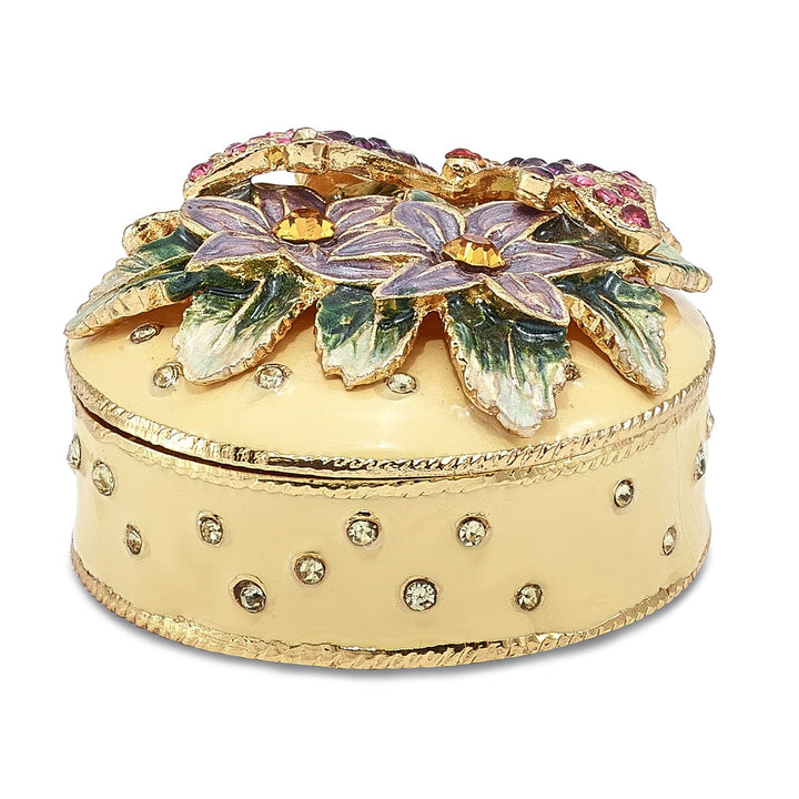 Luxury Giftware by Jere Pendants & Charms Bejeweled Pewter FLORIAN Butterfly & Floral Box Trinket Box Design