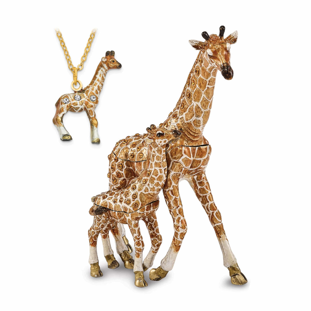 Luxury Giftware by Jere Pendants & Charms Bejeweled Pewter GINA GEORGIE Mother Baby Giraffes Trinket Box