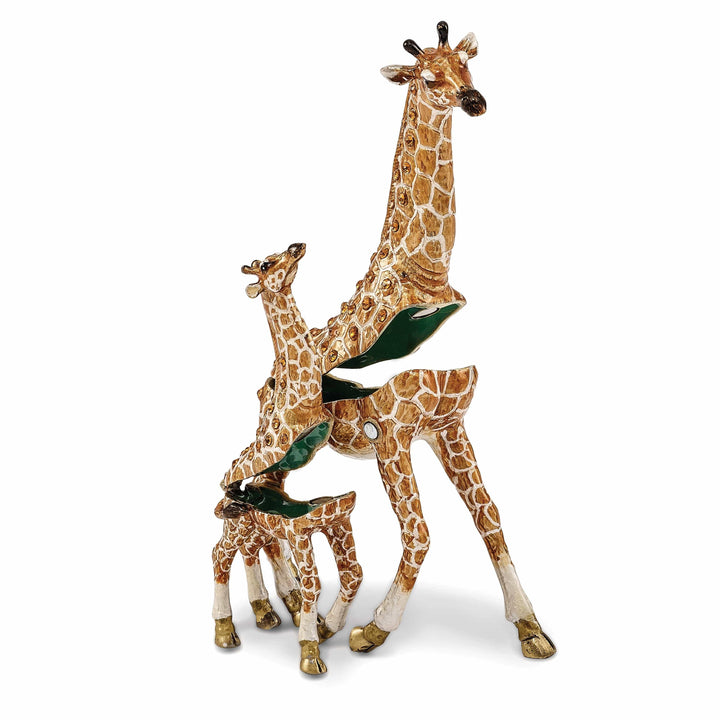 Luxury Giftware by Jere Pendants & Charms Bejeweled Pewter GINA GEORGIE Mother Baby Giraffes Trinket Box