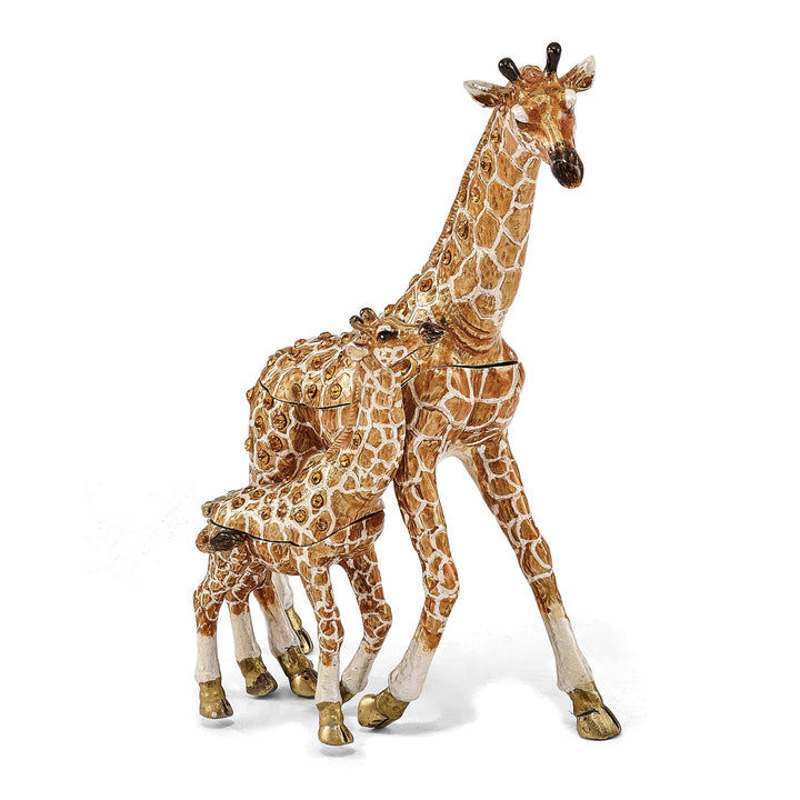 Luxury Giftware by Jere Pendants & Charms Bejeweled Pewter GINA GEORGIE Mother Baby Giraffes Trinket Box