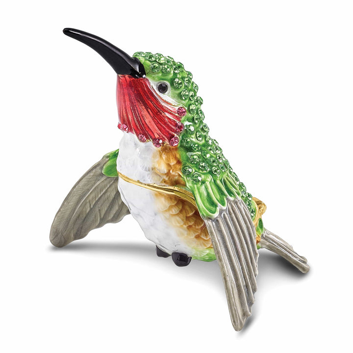Luxury Giftware by Jere Pendants & Charms Bejeweled Pewter HAMILTON Hummingbird Trinket Box Design