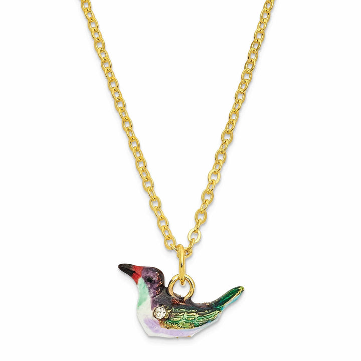 Luxury Giftware by Jere Pendants & Charms Bejeweled Pewter HUEY Hummingbird & Petunia Trinket Box Design