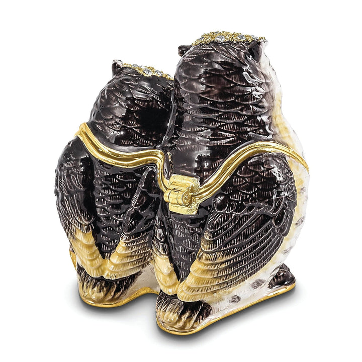 Luxury Giftware by Jere Pendants & Charms Bejeweled Pewter Mother and Baby Owl Trinket Box Design