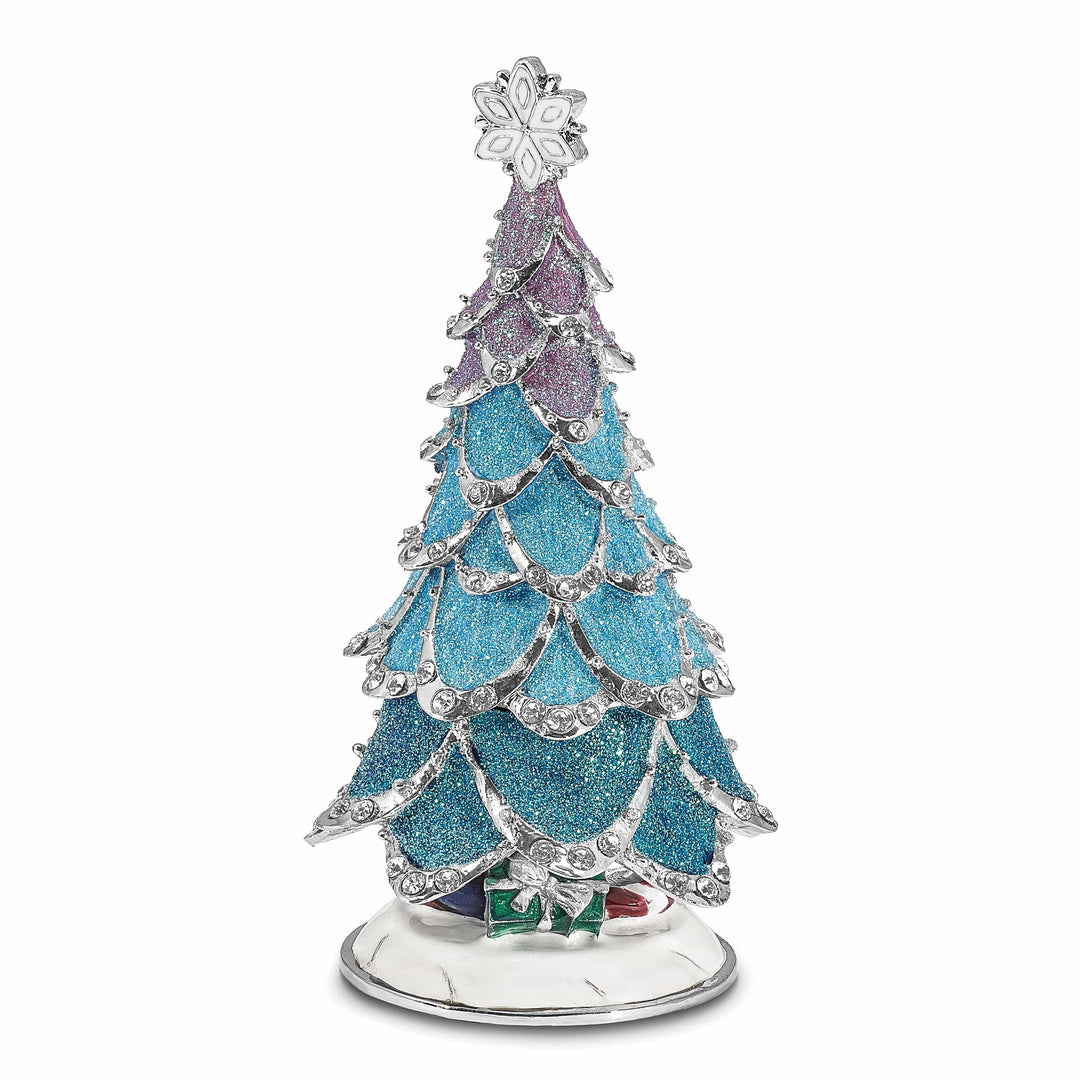 Lovely Rita's Pendants & Charms Bejeweled Pewter Multi Color ARCTIC BLUE Christmas Tree Trinket Box