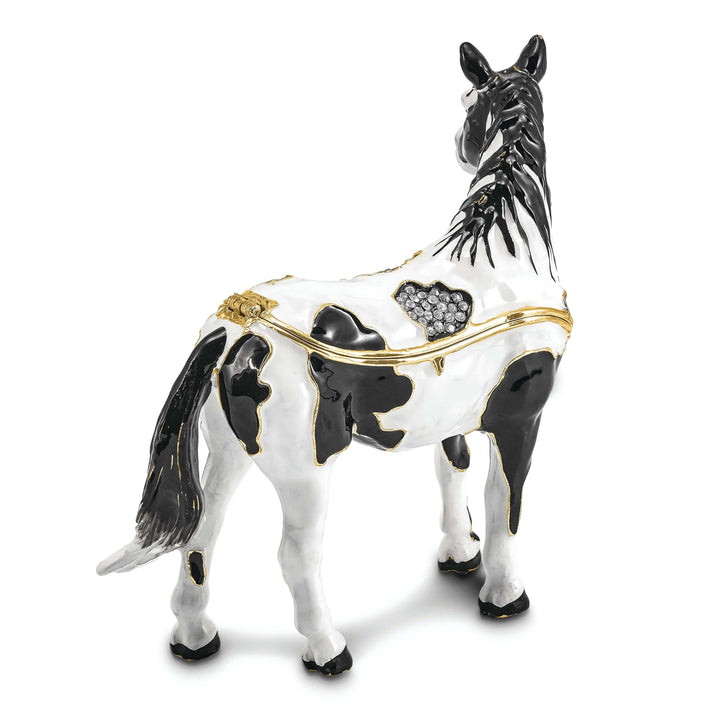 Luxury Giftware by Jere Pendants & Charms Bejeweled Pewter Multi Color Enamel ALPHA Paint Horse Trinket Box